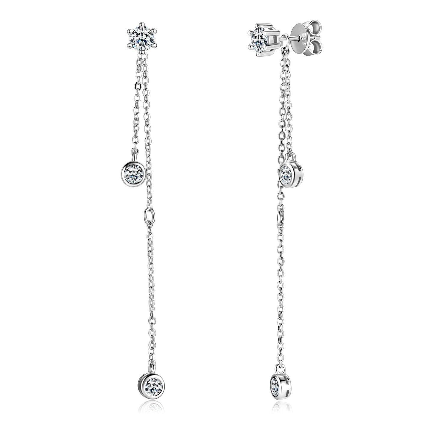 Luxurious Women's Personalized Tassel S925 Sterling Silver Inlaid Moissanite Earrings, Exquisite Women's Fashion Accessories with Sparkling Details