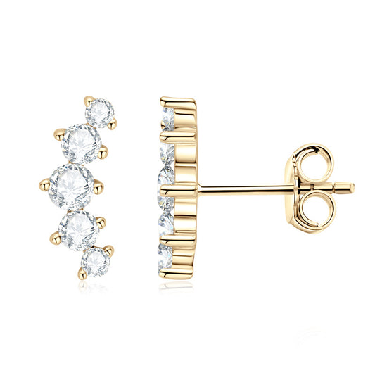 Sterling Silver Moissanite Earrings for Women Curved Design Girls Holiday Gift Jewelry