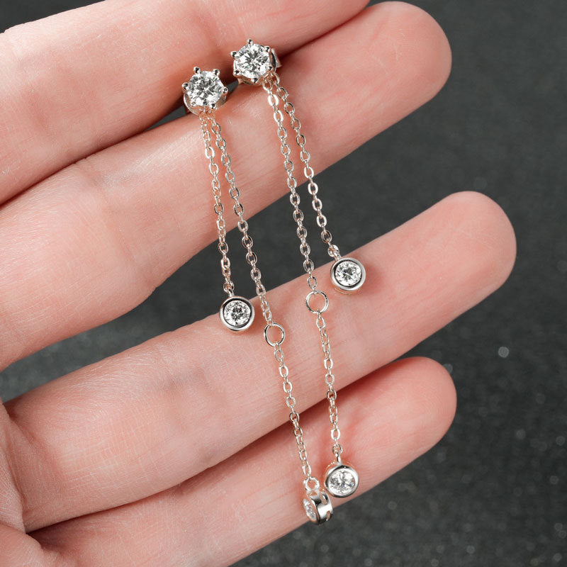 Luxurious Women's Personalized Tassel S925 Sterling Silver Inlaid Moissanite Earrings, Exquisite Women's Fashion Accessories with Sparkling Details