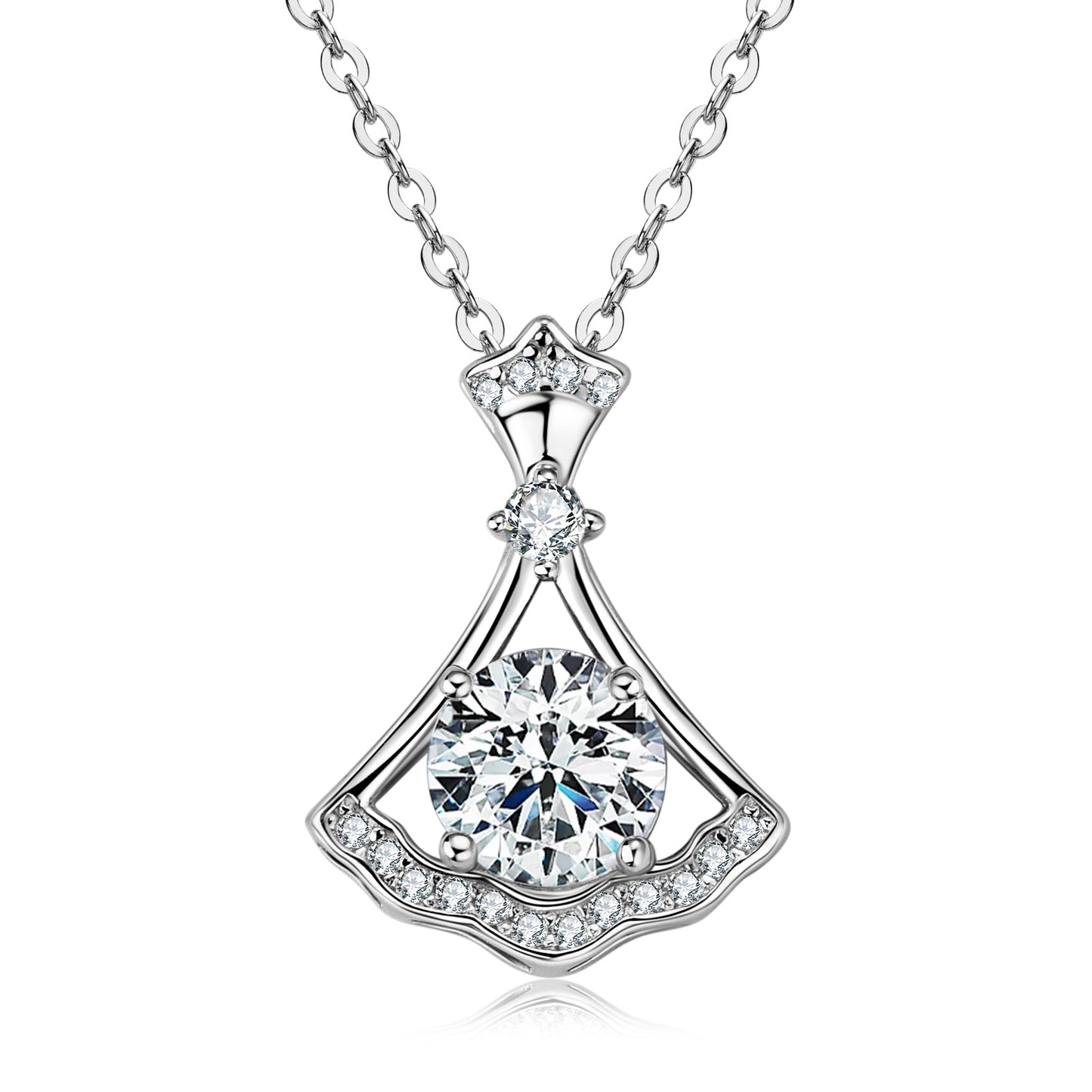 Fashion S925 Sterling Silver Bow Necklace with Moissanite Pendant, A Delicate Light Luxury Jewelry for Girls.