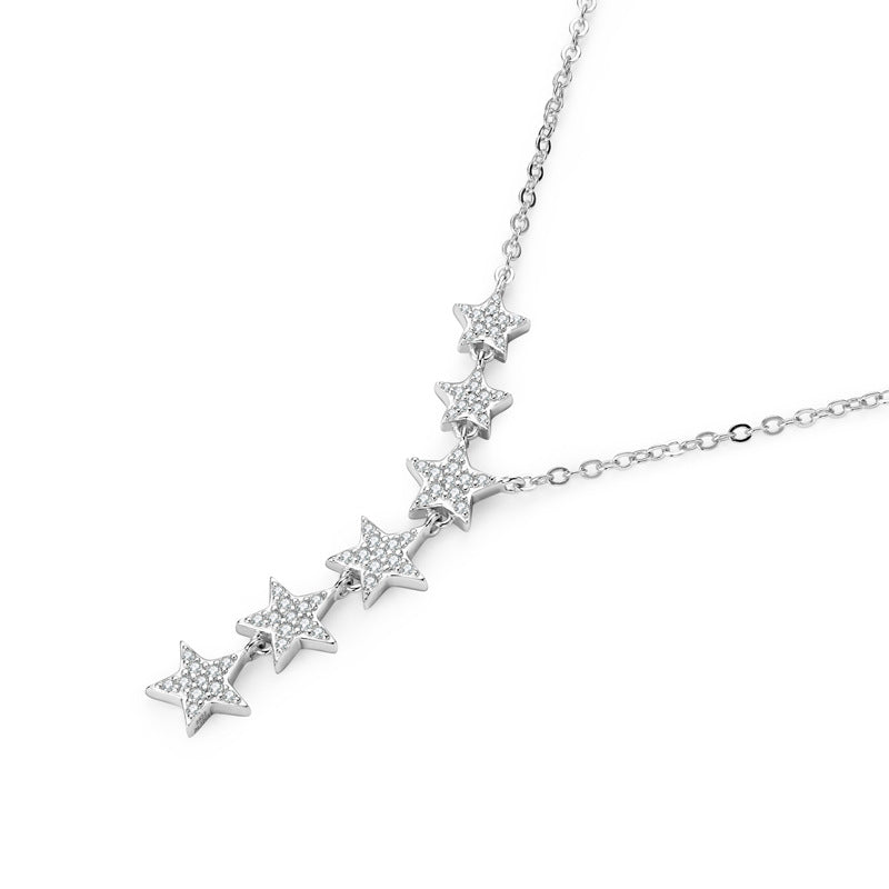 Stunning Moissanite S925 Silver Necklace, Light Luxury Starry Sky Pendant Necklaces for Fashion-forward Women