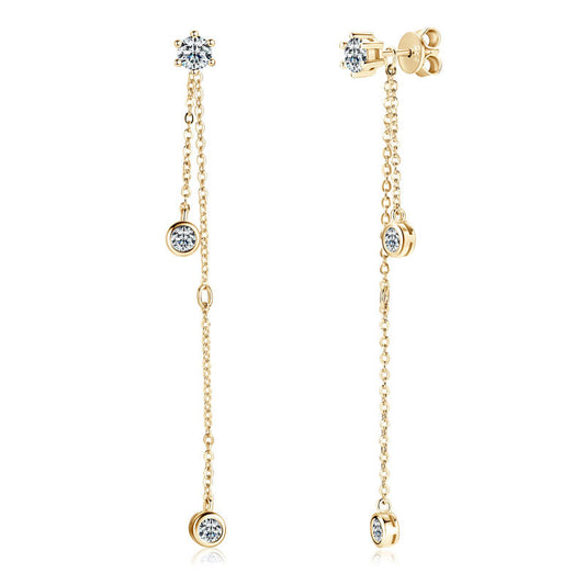 Luxurious Women's Personalized Tassel S925 Sterling Silver Inlaid Moissanite Earrings, Exquisite Women's Fashion Accessories with Sparkling Details