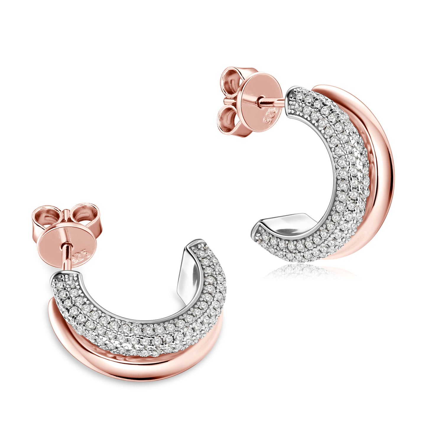 Fashionable C-Shaped Moissanite  Earrings for Women, New Light Luxury 925 Sterling Silver Studs  Earrings Design