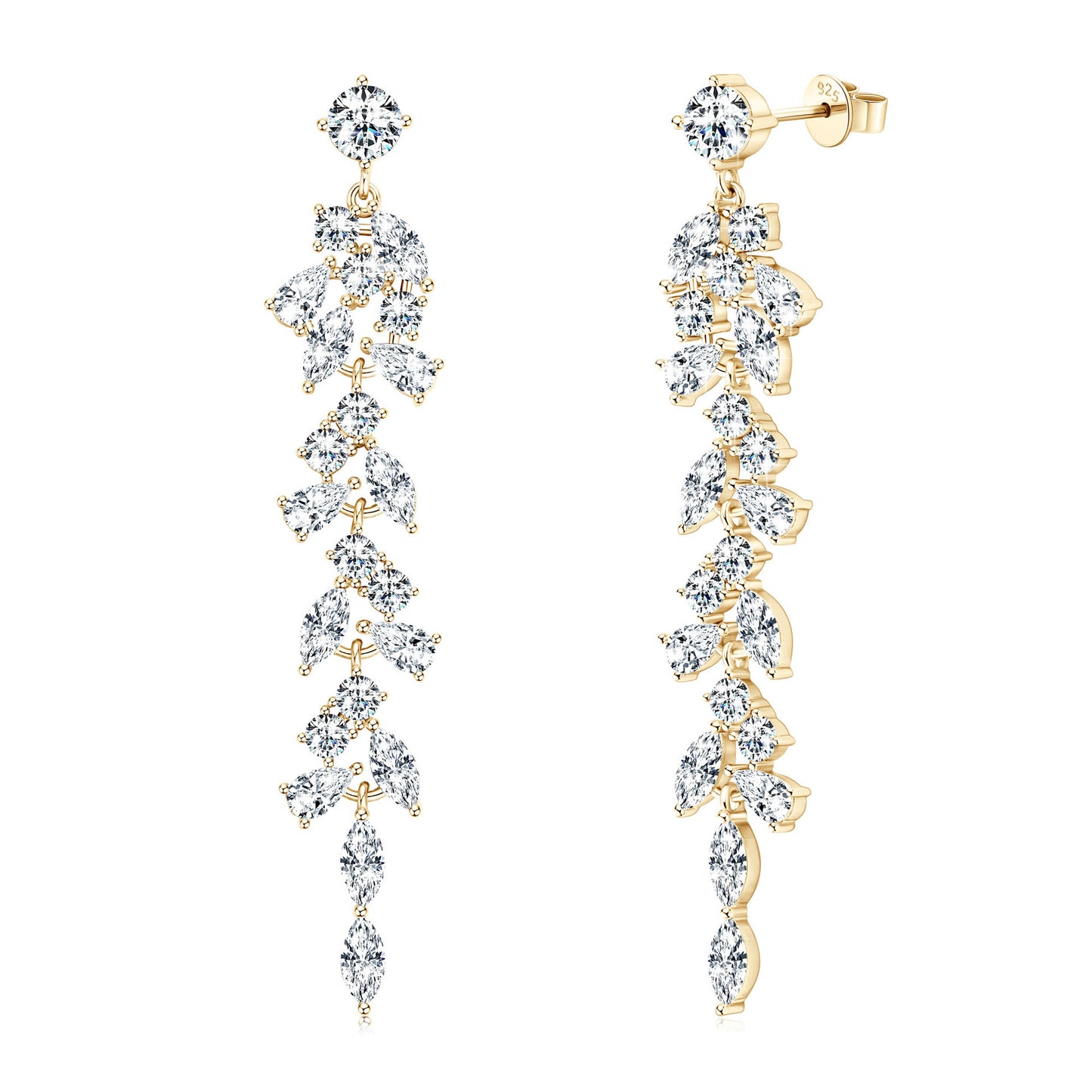 Glimmering Luxury Fringed Earrings in S925 Sterling Silver with Zircon Highlights for Fashionable Girls
