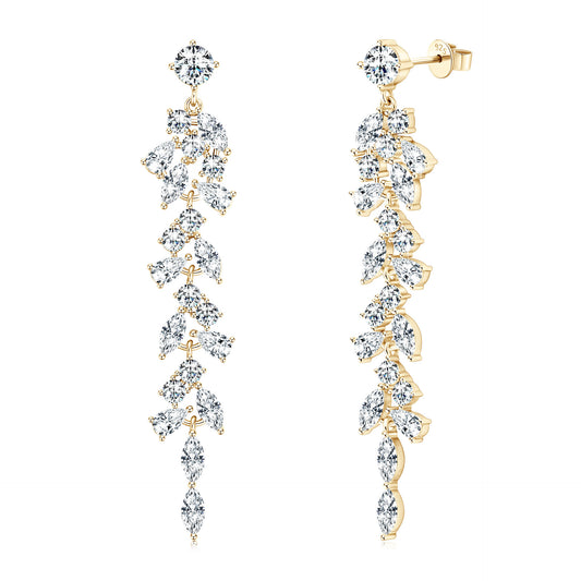 Glimmering Luxury Fringed Earrings in S925 Sterling Silver with Zircon Highlights for Fashionable Girls