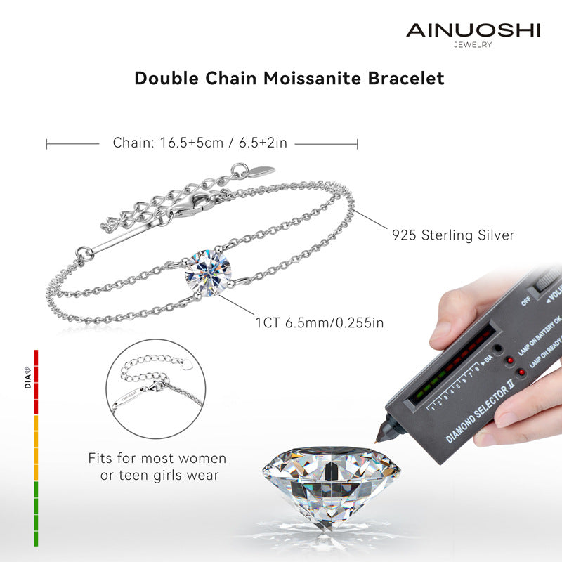 Elegant and Luxurious Moissanite Bracelet for Women, S925 Sterling Silver Jewelry with Dazzling Sparkle - LovelyDomi