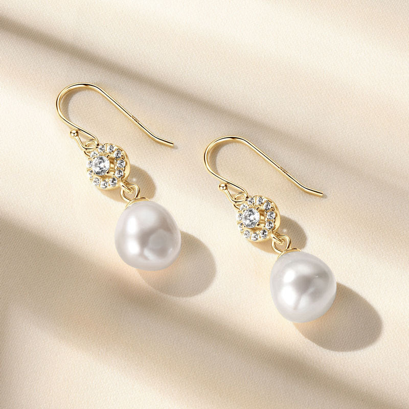 Exquisite Natural Freshwater Pearl Baroque Earrings for Women Luxury S925 Silver Jewelry Elegant Girls Gifts