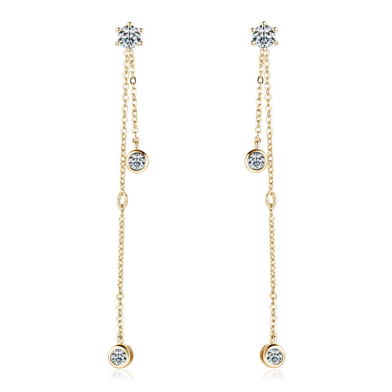 Luxurious Women's Personalized Tassel S925 Sterling Silver Inlaid Moissanite Earrings, Exquisite Women's Fashion Accessories with Sparkling Details