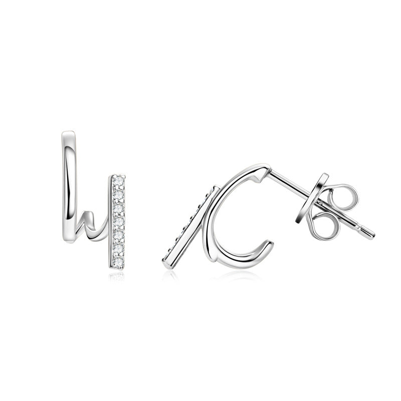 Exquisite Personality Irregular S925 Sterling Silver Inlaid Moissanite Stud Earrings for Women, Fashion Jewelry To Elevate Your Style