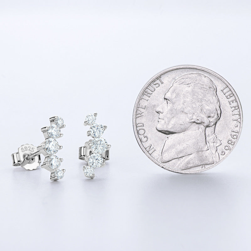 Sterling Silver Moissanite Earrings for Women Curved Design Girls Holiday Gift Jewelry