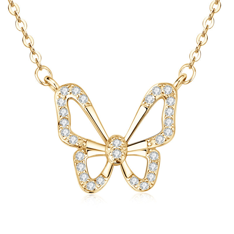 Elegant Butterfly Necklace for Girls, Valentine's Day Gift in S925 Sterling Silver Plated 18K Gold Fashion Ladies Jewelry - LovelyDomi