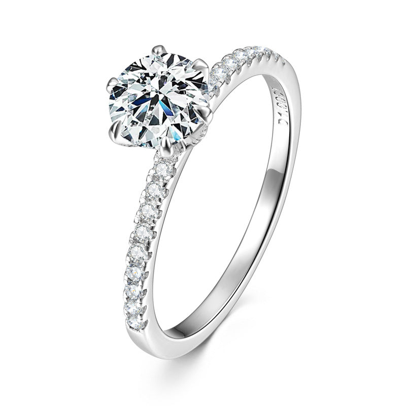 Stunning Moissanite Rings for Classic Silver Jewelry with Six-Claw Moissanite Proposal Ring Valentine's Day Gift: Gorgeous Ring in Sterling Silver.