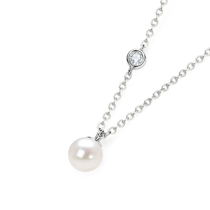Exquisite Natural Freshwater Pearl Collarbone Necklace with S925 Silver for Women, Fashion Design, Perfect Gift