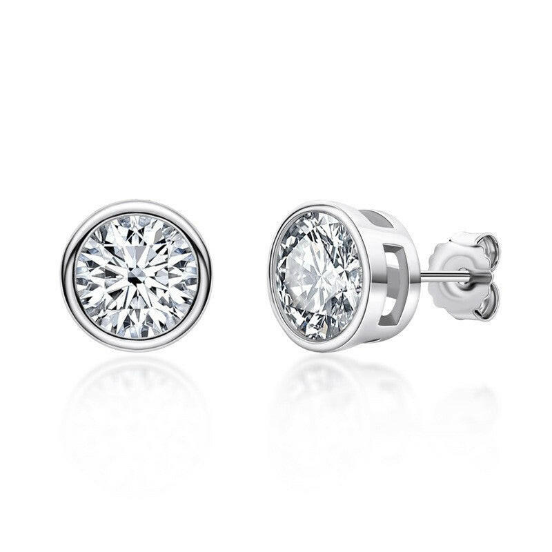 Classic Ladies Jewelry, Six-Claw Moissanite Stud Earrings Design S925 Sterling Silver Ear Jewelry Earrings for Girls - LovelyDomi