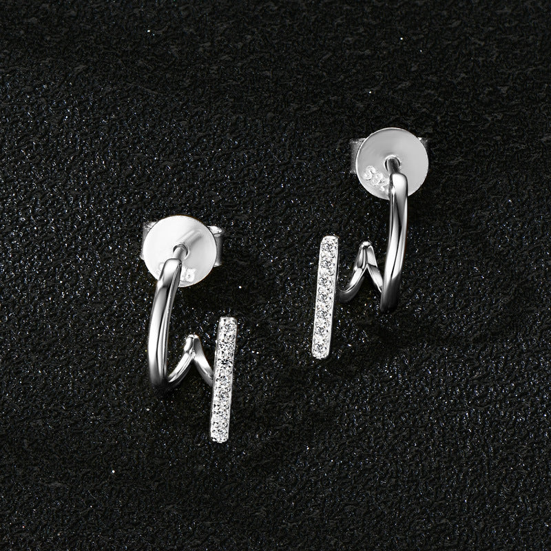 Exquisite Personality Irregular S925 Sterling Silver Inlaid Moissanite Stud Earrings for Women, Fashion Jewelry To Elevate Your Style