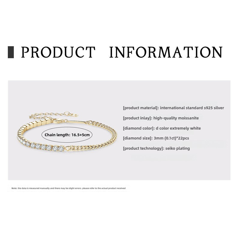 Exquisite Women's Fashion Jewelry: Personalized S925 Silver Moissanite Bracelet for Elegance and Style