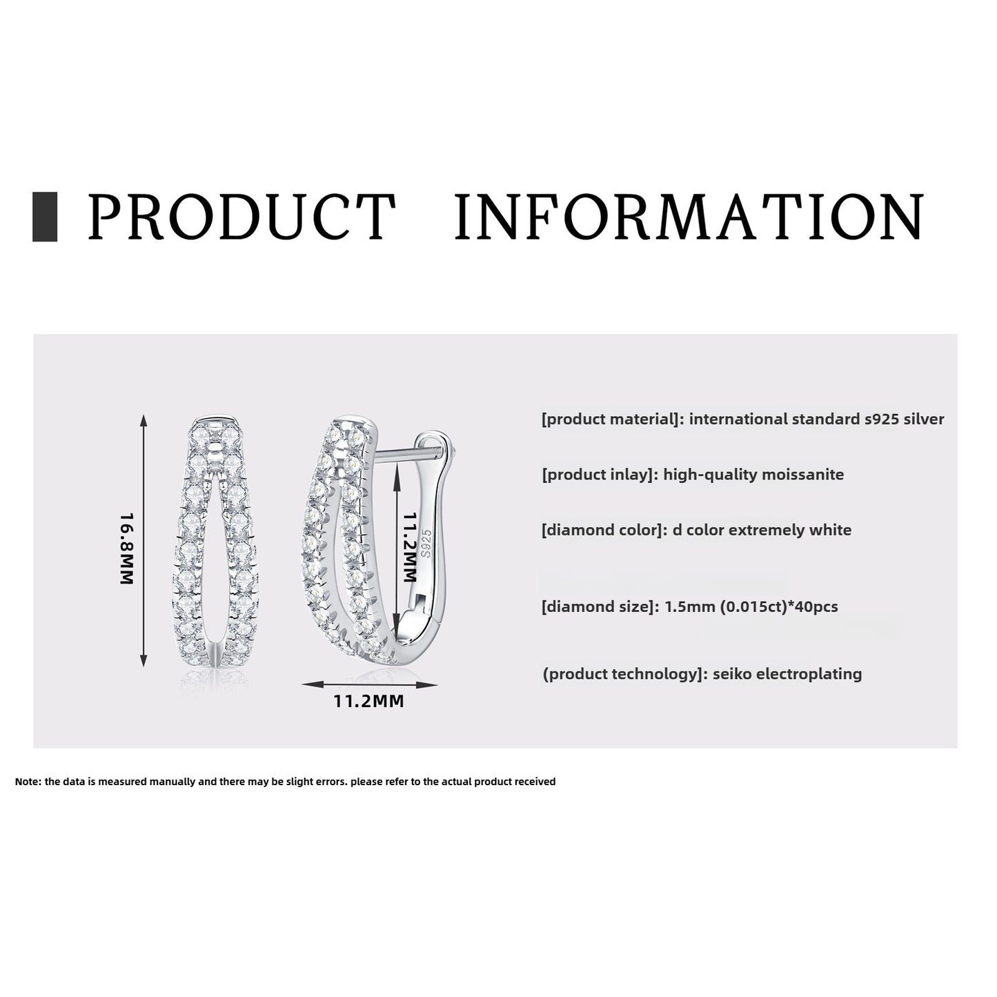 Exclusive S925 Silver Moissanite Earrings: Superior Quality Lightweight Luxury Girls' U-Shaped Ear Buckles