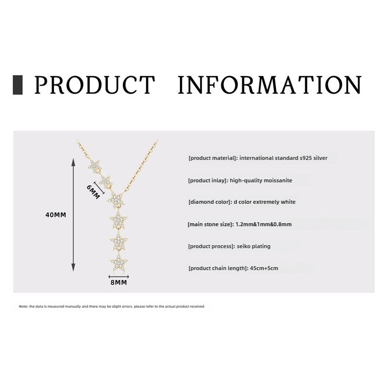 Stunning Moissanite S925 Silver Necklace, Light Luxury Starry Sky Pendant Necklaces for Fashion-forward Women