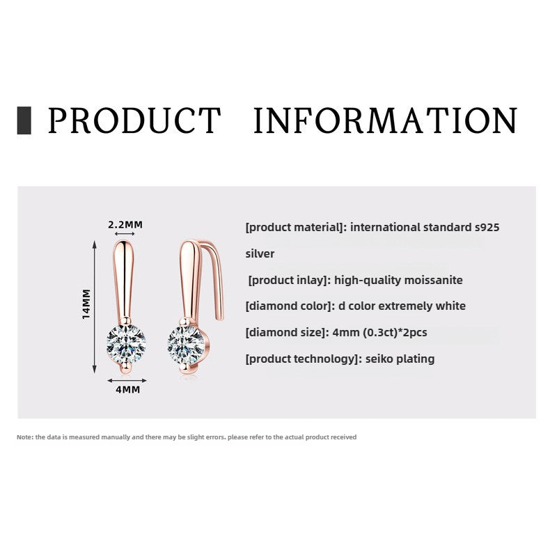 Fashion Design K-gold Jewelry for Women Elegant  U-shaped Stud Earrings Dazzling S925 Silver Inlaid Moissanite Earrings for Girls Birthday Gift.