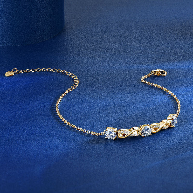 Elegant New S925 Sterling Silver Bracelet with Moissanite Diamond Wireless Symbol Women's Fashion Sense