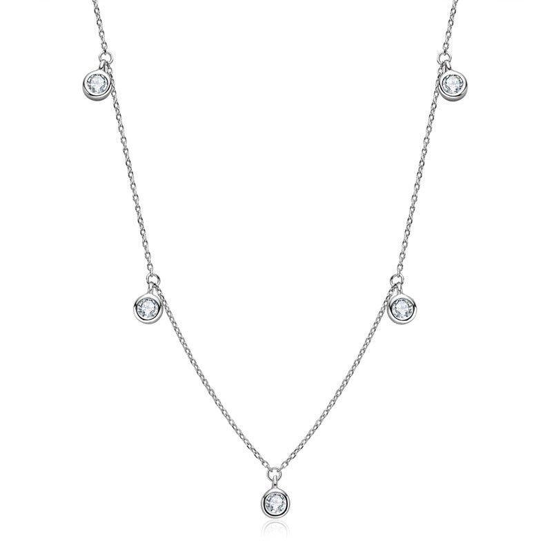 Fashion Ins Style Girls Silver Jewelry, Stylish Moissanite Pendant Necklace for Women with S925 Sterling Silver Gypsy Necklace.