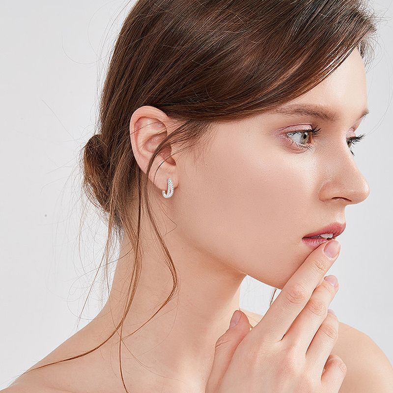 Exclusive S925 Silver Moissanite Earrings: Superior Quality Lightweight Luxury Girls' U-Shaped Ear Buckles