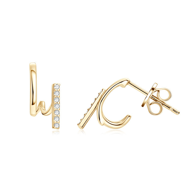 Exquisite Personality Irregular S925 Sterling Silver Inlaid Moissanite Stud Earrings for Women, Fashion Jewelry To Elevate Your Style