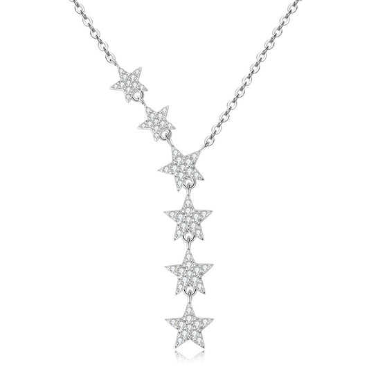 Stunning Moissanite S925 Silver Necklace, Light Luxury Starry Sky Pendant Necklaces for Fashion-forward Women