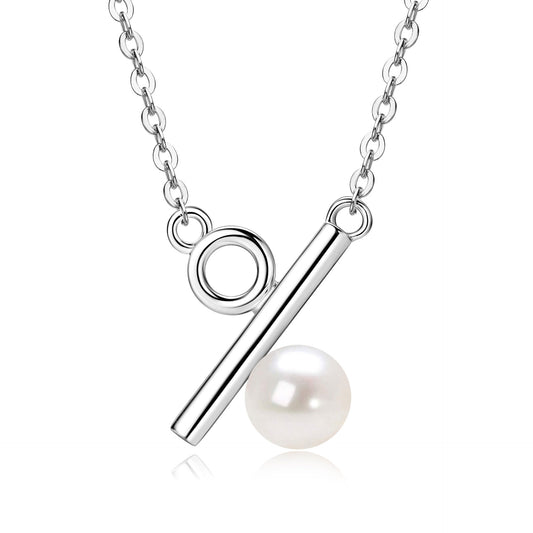 Elegant Ladies Fashion S925 Sterling Silver Natural Freshwater Pearl Necklace Collarbone Chain Gift