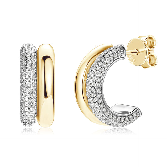 Fashionable C-Shaped Moissanite  Earrings for Women, New Light Luxury 925 Sterling Silver Studs  Earrings Design