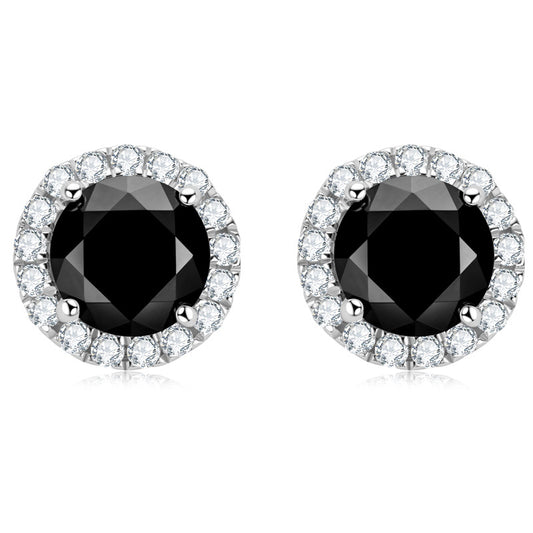 Girls' Favorite Black Mozzarella Diamond Stud Earrings Luxury Silver Jewelry Stunning S925 Sterling Silver Ear Accessories