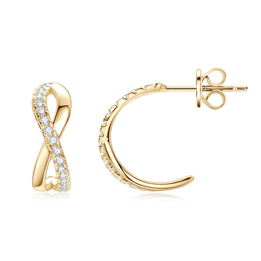 Exquisite X-shaped Stud Earrings in Sterling Silver with Moissanite, Unique Jewelry for Women