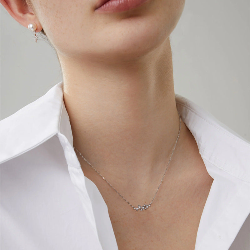Fashion Design  Jewelry for Women Moissanite Pendant Necklace New Ladies S925 Sterling Silver Chain  Necklace Length 45cm.