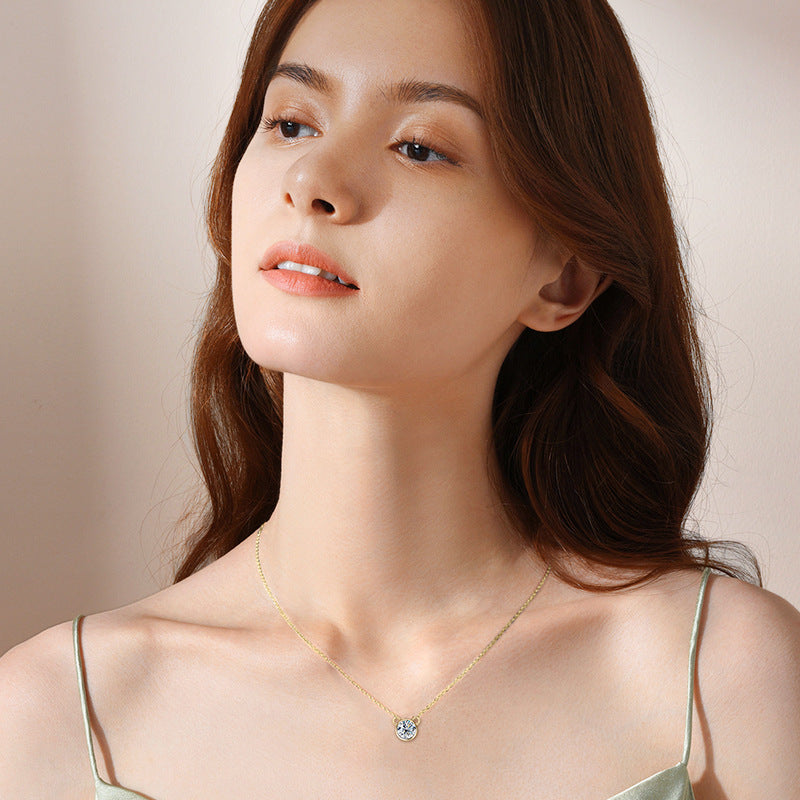 Trendy S925 Silver Necklace Chain with Moissanite Pendant for Women - Fashion Design Ins Style Silver Jewelry pendant necklace for women pendant necklace pendant necklace pendant design.