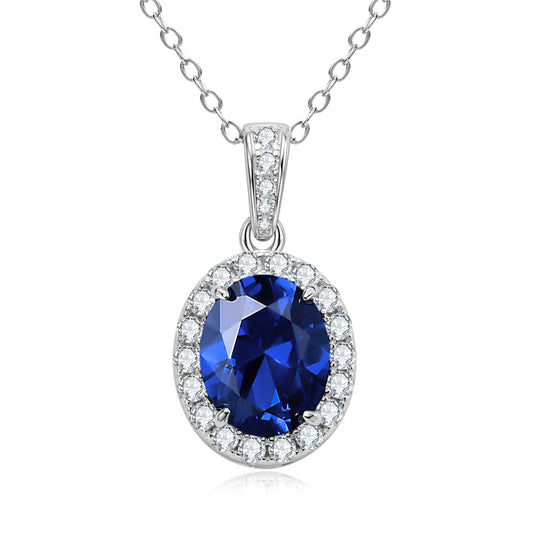 Exquisite Ladies S925 Sterling Silver Ocean Heart Pendant Necklace with Blue Zircon Inlay, Simple Jewelry Gift for Holiday Season