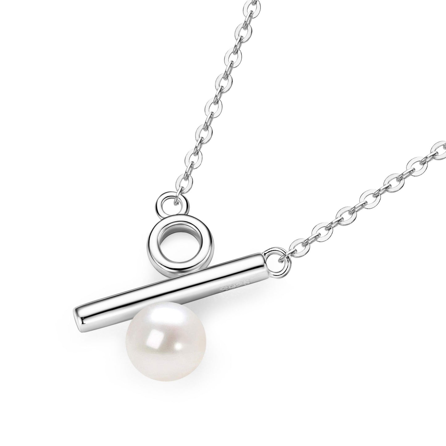 Elegant Ladies Fashion S925 Sterling Silver Natural Freshwater Pearl Necklace Collarbone Chain Gift