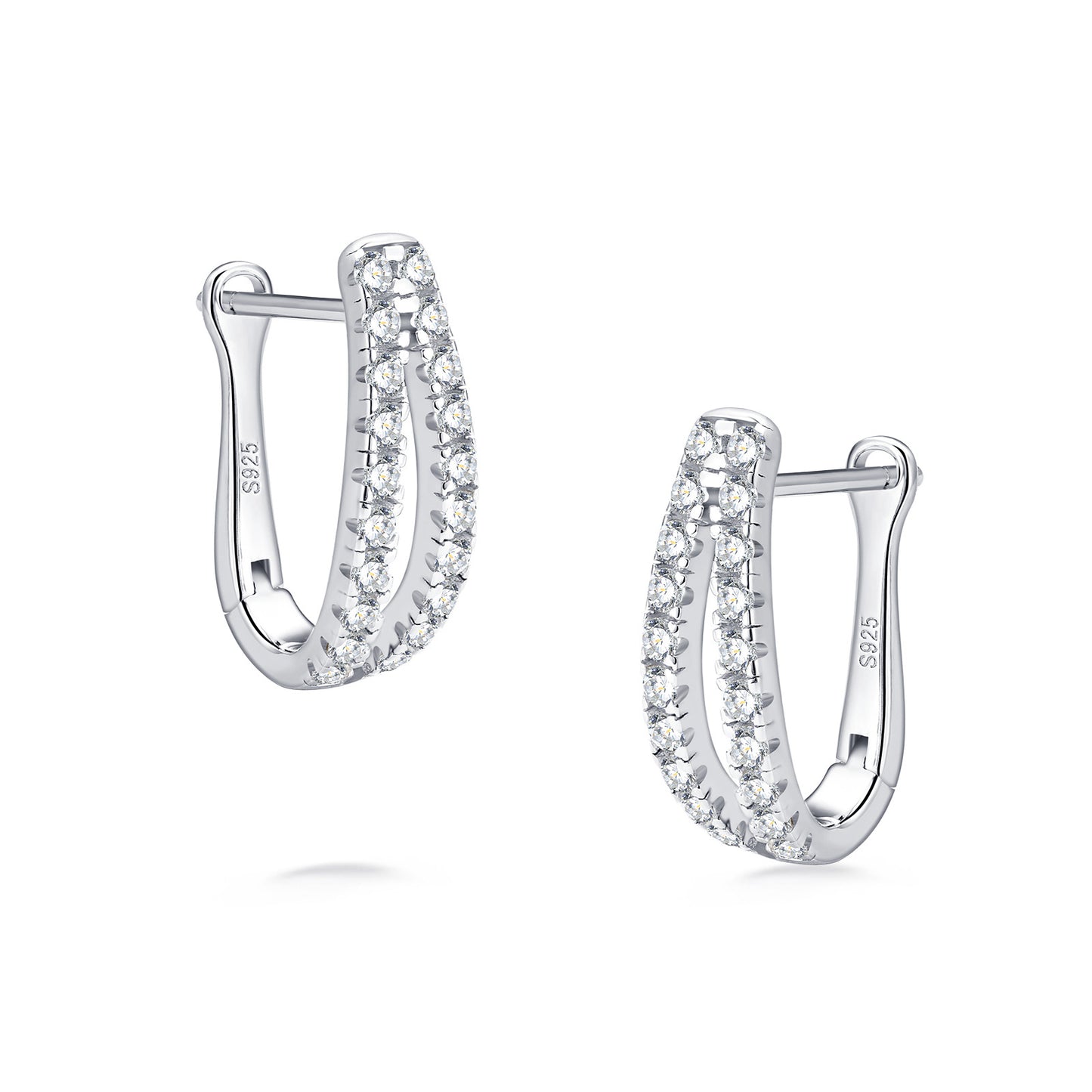 Exclusive S925 Silver Moissanite Earrings: Superior Quality Lightweight Luxury Girls' U-Shaped Ear Buckles
