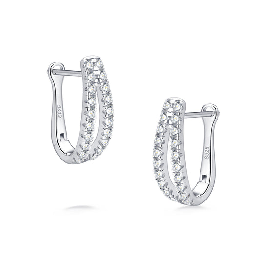 Exclusive S925 Silver Moissanite Earrings: Superior Quality Lightweight Luxury Girls' U-Shaped Ear Buckles