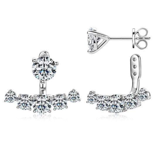 Exquisite Women's Moissanite Stud Earrings in Sterling Silver, Elegant Holiday Gift for Her