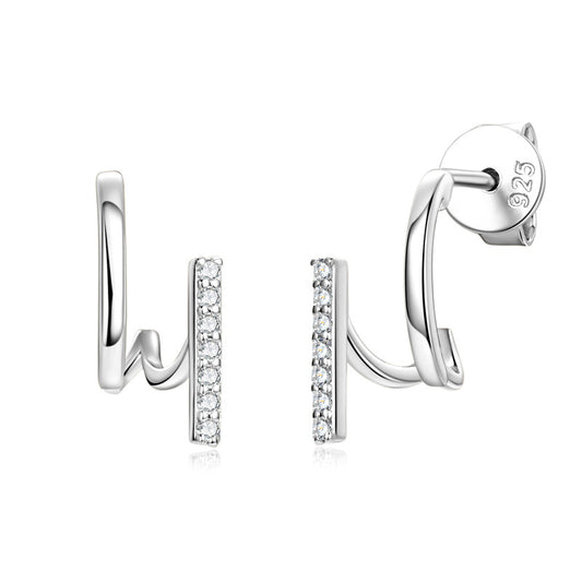 Exquisite Personality Irregular S925 Sterling Silver Inlaid Moissanite Stud Earrings for Women, Fashion Jewelry To Elevate Your Style