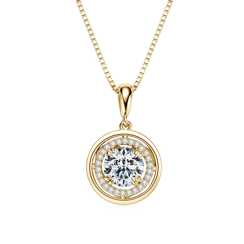 Sparkle in Style with New Ladies S925 Sterling Silver Moissanite Saucer Pendant Necklace - Unique Fashion Jewelry Gift