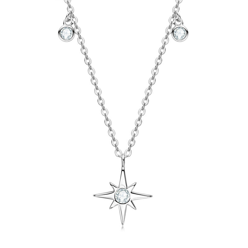 Fashion Ins Style Girls Silver Jewelry, Stylish Moissanite Pendant Necklace for Women with S925 Sterling Silver Gypsy Necklace.