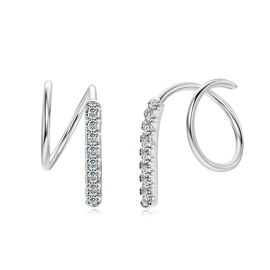 Exquisite Silver Earrings for Girls: New Rotating S925 Sterling Silver Stud Earrings with Shimmering Moissanite