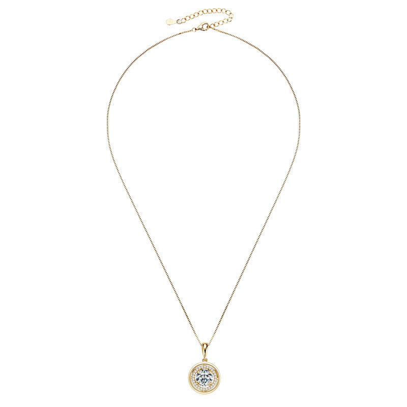 Sparkle in Style with New Ladies S925 Sterling Silver Moissanite Saucer Pendant Necklace - Unique Fashion Jewelry Gift