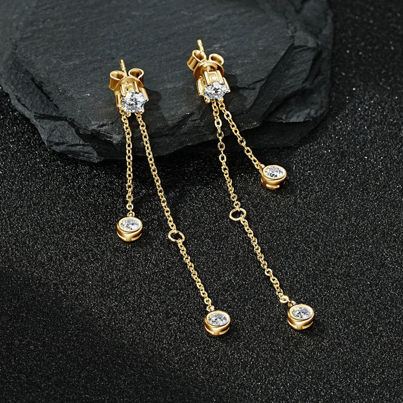 Luxurious Women's Personalized Tassel S925 Sterling Silver Inlaid Moissanite Earrings, Exquisite Women's Fashion Accessories with Sparkling Details
