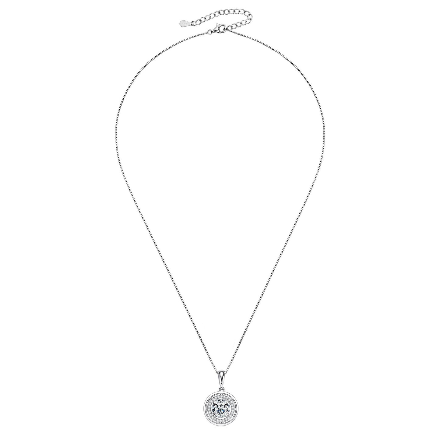 Sparkle in Style with New Ladies S925 Sterling Silver Moissanite Saucer Pendant Necklace - Unique Fashion Jewelry Gift
