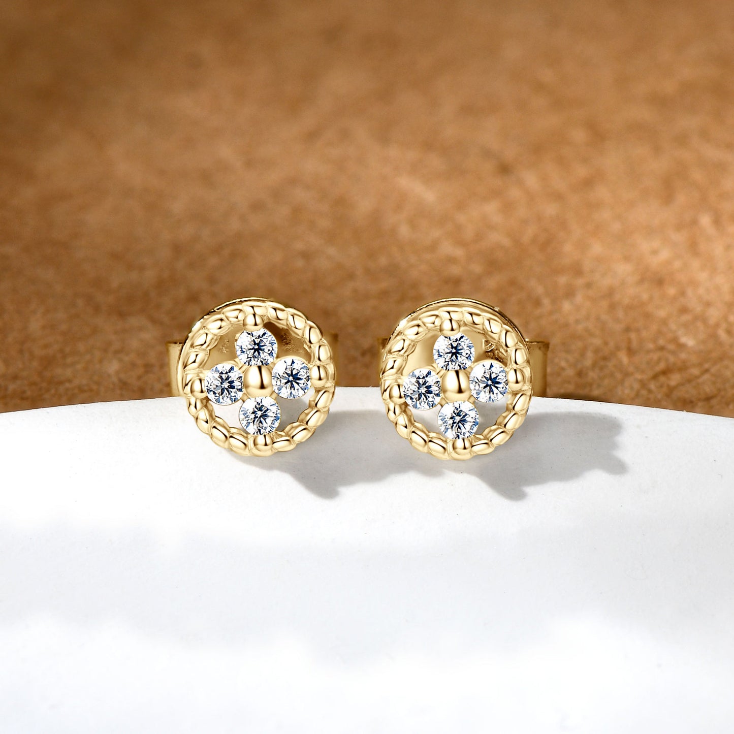Four-leaf Clover Mozzarella Stud Earrings, Pick S925 Sterling Silver about Ring Earrings