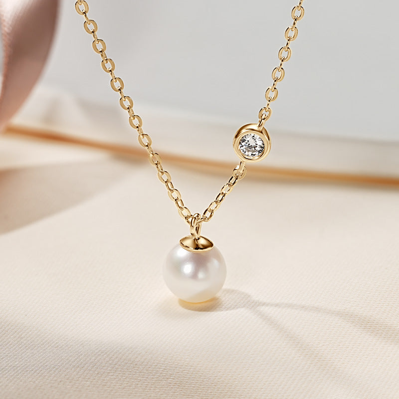 Exquisite Natural Freshwater Pearl Collarbone Necklace with S925 Silver for Women, Fashion Design, Perfect Gift
