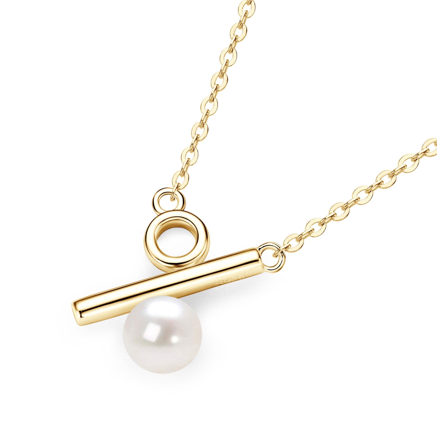 Elegant Ladies Fashion S925 Sterling Silver Natural Freshwater Pearl Necklace Collarbone Chain Gift
