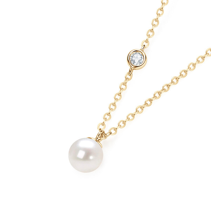 Exquisite Natural Freshwater Pearl Collarbone Necklace with S925 Silver for Women, Fashion Design, Perfect Gift